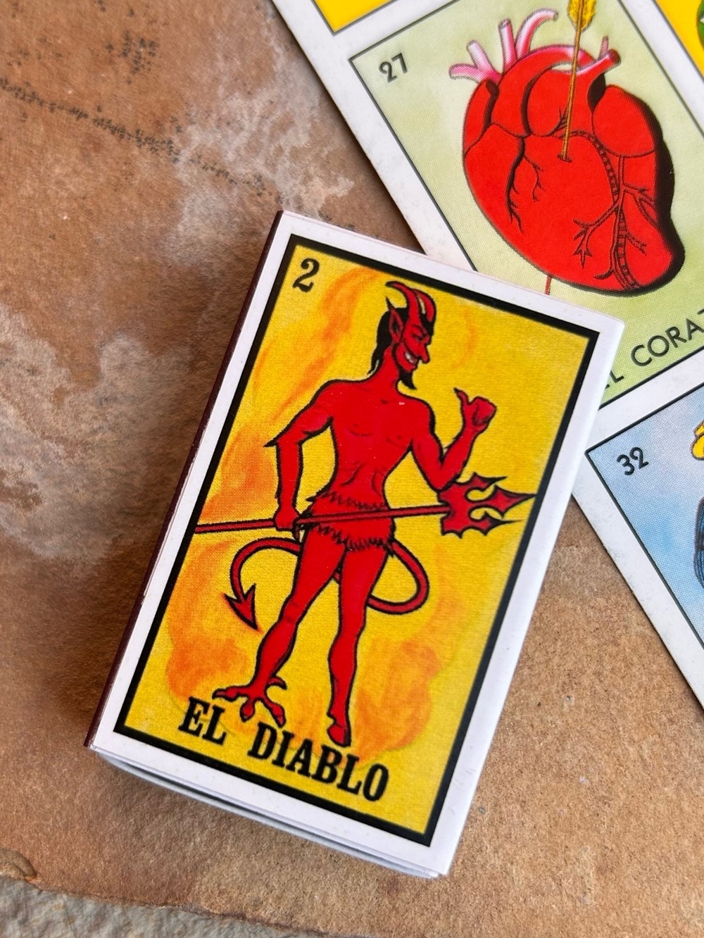 El Diablo Matchbox – La Loteria Vintage Design Red & Yellow Graphic New in Box